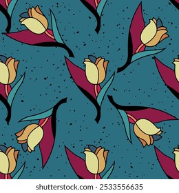 flor, floral, patrón, fondo, sin costuras, diseño, Vector, motivo, adorno, flor, hoja, belleza, textil, vintage, lindo, prado, arte, Fondo de pantalla, naturaleza, impresión, ilustración, abstracto, textura