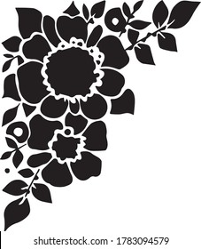 Flower and floral pattern for stencil and texture or mehndi design black and white