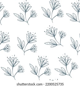 Flower floral plant nature line art sketch seamless pattern abstract concept. Graphic design element vector illustration

