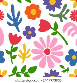 flower floral seamless repeat pattern. this is a  colorful flower vector illustration. Design for decorative, wallpaper, shirts, clothing, tablecloths, blankets, wrapping, texture, textile, fabric  