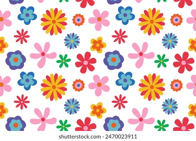 flower floral seamless repeat pattern. this is a  colorful flower vector illustration. Design for decorative, wallpaper, shirts, clothing, tablecloths, blankets, wrapping, texture, textile, fabric  