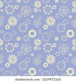 flower floral seamless repeat pattern. this is a  blue pink off white  flower vector illustration. Design for decorative, wallpaper, shirts, clothing, wrapping, texture, textile, fabric  