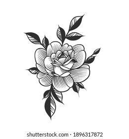 A Flower, Floral Tattoo. Can Be Used As A Sketch Of A Tattoo.