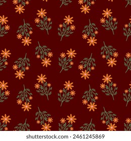 flower floral vintage seamless pattern. This is a retro flower repeat vector illustration. Design for decorative, wallpaper, shirts, clothing, tablecloths, blankets, wrapping, texture, textile,    
