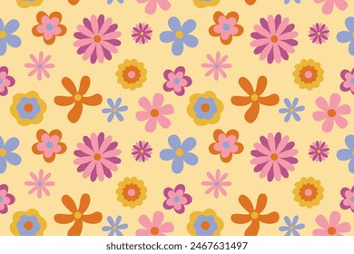 flower floral vintage seamless pattern. This is a retro flower repeat vector illustration. Design for decorative, wallpaper, shirts, clothing, tablecloths, blankets, wrapping, texture, textile,    