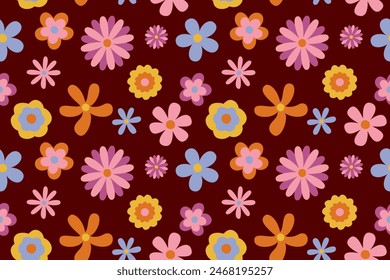 flower floral vintage seamless pattern. This is a retro flower repeat vector illustration. Design for decorative, wallpaper, shirts, clothing, tablecloths, blankets, wrapping, texture, textile,    