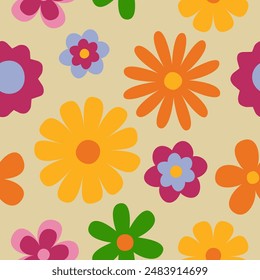 flower floral vintage seamless pattern. This is a retro flower repeat vector illustration. Design for decorative, wallpaper, shirts, clothing, tablecloths, blankets, wrapping, texture, textile,    