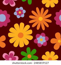 flower floral vintage seamless pattern. This is a retro flower repeat vector illustration. Design for decorative, wallpaper, shirts, clothing, tablecloths, blankets, wrapping, texture, textile,    