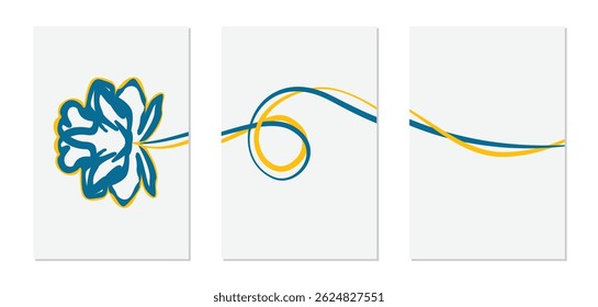 flower flow abstract minimalist line wall art design
