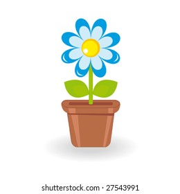 Flower in flowerpot on white background. Vector illustration.