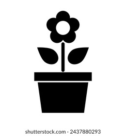 Icono de silueta de flor y maceta. Vector.