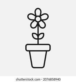 Flor en el icono del vector flowerpot aislado en el fondo blanco