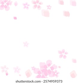 Flower flying background. Pink rose composition.  Wind swirls with flower pink petals isolated on transparent background. 