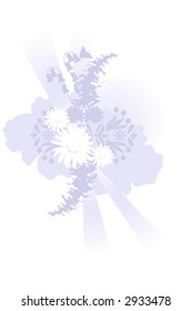Flower and foliage element in light lavender over white background, vector