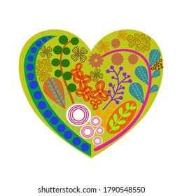 Flower and foliage in heart shape,vector illustration.