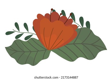 icono de flor y follaje aislado