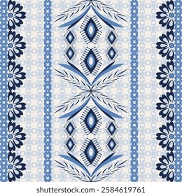 Flower folk print design ethnic patterns floral seamless pattern border floral textile design.