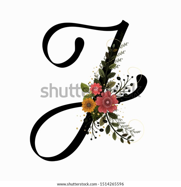 Download Flower Font Alphabet Letter J Watercolor Stock Vector ...