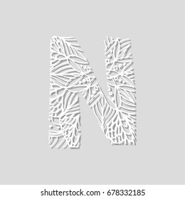 Flower font in paper style for print, lettering and creative design