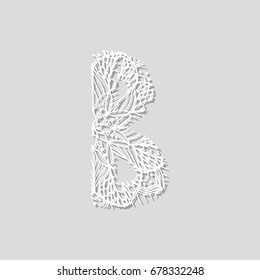 Flower font in paper style for print, lettering and creative design