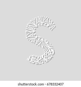 Flower font in paper style for print, lettering and creative design