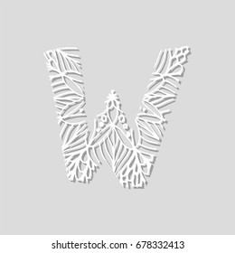 Flower font in paper style for print, lettering and creative design
