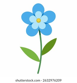 Flower Forget Me Not with green leaves. Flower with dancing mood.