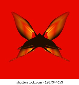 Flower in the form of a butterfly on a red background