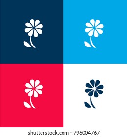 Flower four color material and minimal icon logo set in red and blue