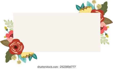Flower frame arrangement. Wedding flower frame set. For graphic designers, decoration, product design and cards