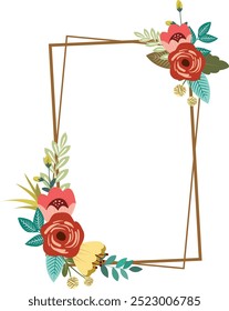 Arreglo del marco floral. Conjunto de marco de flores de Boda. Para diseñadores gráficos, decoración, diseño de productos y tarjetas