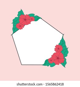 flower frame background design  for invitation wedding,word,photo booth ,  baby shower , card ,birthday ,party , red flower and pink background