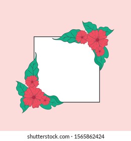 flower frame background design  for invitation wedding,word,photo booth ,  baby shower , card ,birthday ,party , red flower and pink background