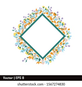 flower frame background design  for invitation wedding, word, photo booth ,  baby shower, card, birthday, party, with copy space and background white