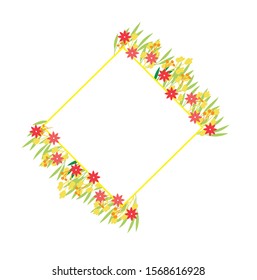 flower frame background design for invitation wedding, word, photo booth, baby shower, card, birthday, party, with copy space and background white