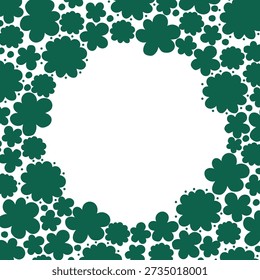 Flower frame background. Floral circle border. Green vector daisy on transparent color free space. Spring blossom cute wreath nature template.