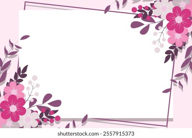 Flower frame banner background. Vector illustration.