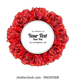 Flower frame with beautiful red rose.Vector illustration