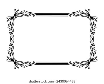 Flower Frame Black and White