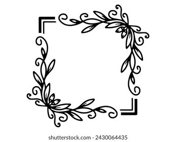 Flower Frame Black and White