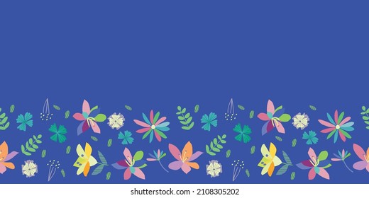 Flower Frame Border Chequered Seamless Pattern. Vector illustration. Great for Easter, birthday, valentines, party, gift wrapping, wallpaper, textile and scrapbook.