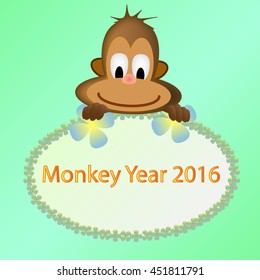 flower frame border monkey New Year's 2016  background