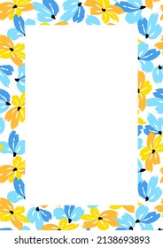 Flower frame border size a4, format a4. Floral pattern. Cute floral background. Background with flower brush strokes. Vector illustration