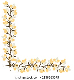 Flower frame border size a4, format a4. Floral pattern. Cute floral background. Background with flower brush strokes. Vector illustration
