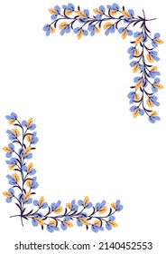 Flower frame border size a4, format a4. Floral pattern. Cute floral background. Background with flower brush strokes. Vector illustration