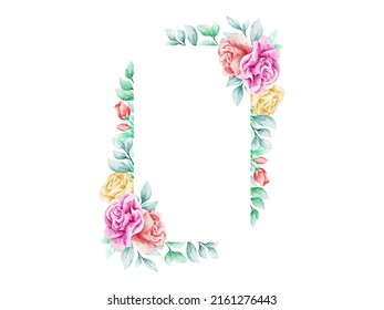 Flower Frame bouquet Background Watercolor