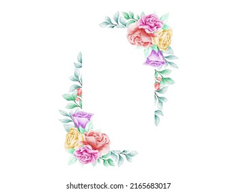Flower Frame bouquet Background Watercolor