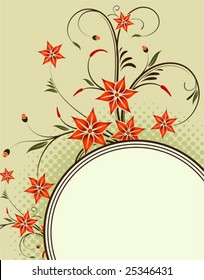 Flower frame with bud, element for design, vector illustration