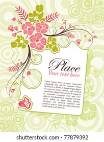 Flower frame with bud, element for design, vector illustration