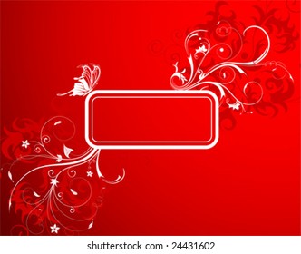 Flower frame with Butterfly, element for design, vector illustration